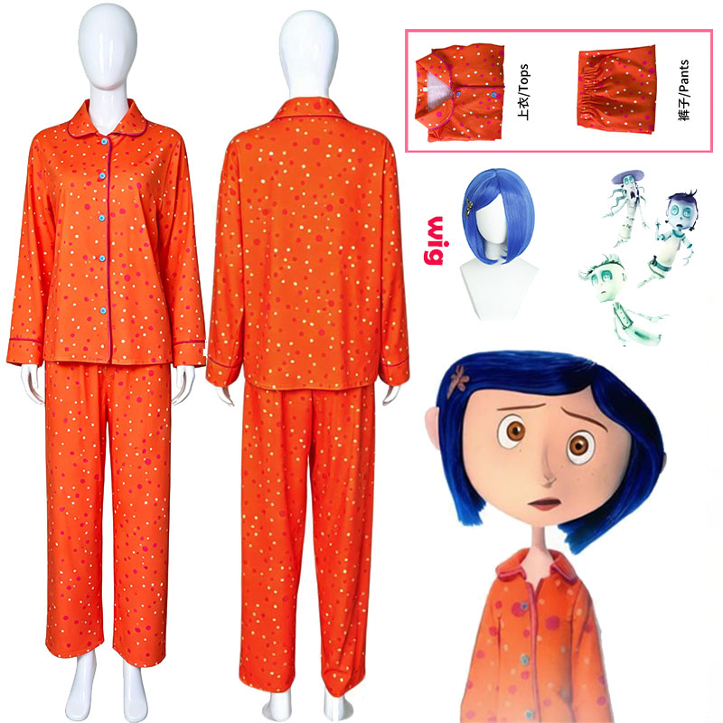 Anime Cosplay Roleplay - Movie Coraline Cosplay Pajamas Costume Orange