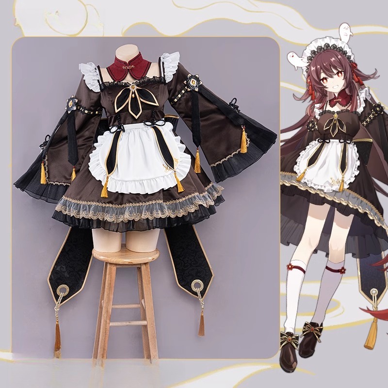 Anime Cosplay Kawaii - Game Genshin Impact Hu Tao Maid