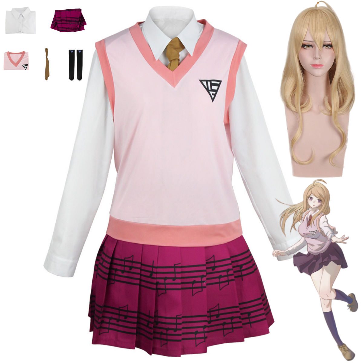 Cosplay Korean Anime - Anime Game Kaede Akamatsu Cosplay Costume