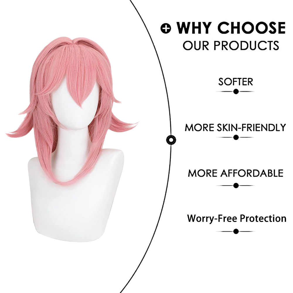 Yae Miko Cos Wig Pink Natural  - Anime Cosplay Photo incelemesi ve fiyatı