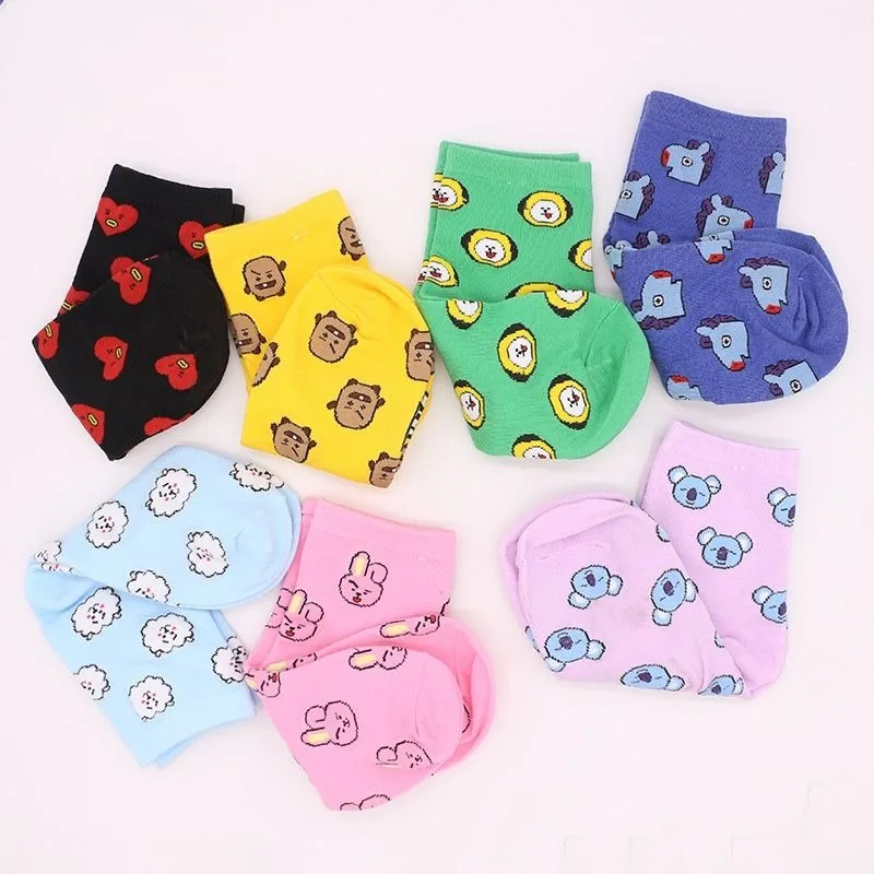Kawaii BT21 Cartoon Socks Cute - Cosplay Korean Anime incelemesi ve fiyatı