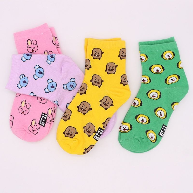 Kawaii BT21 Cartoon Socks Cute - Cosplay Korean Anime incelemesi ve fiyatı
