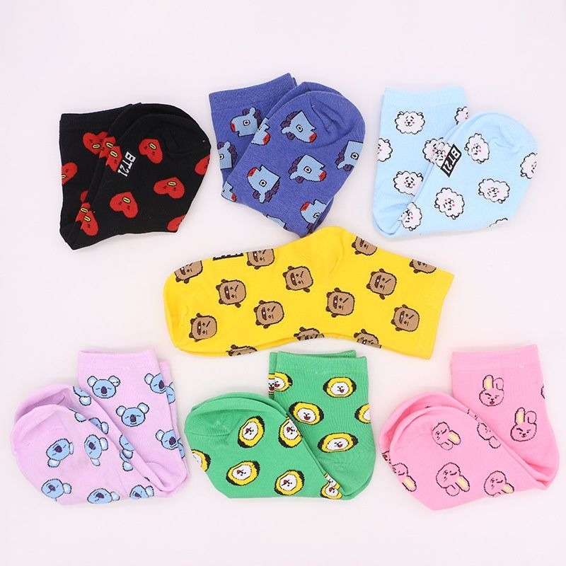 Kawaii BT21 Cartoon Socks Cute - Cosplay Korean Anime incelemesi ve fiyatı