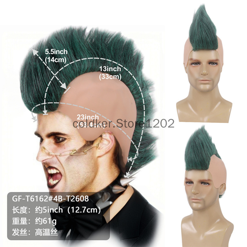 Men's Punk Mohawk Spiky Wig Re - Anime Cosplay With Red Hair incelemesi ve fiyatı