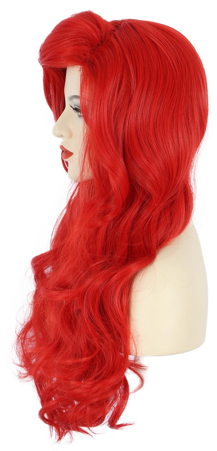 Women Long Wavy Red Wigs Hallo - Anime Cosplay With Red Hair incelemesi ve fiyatı