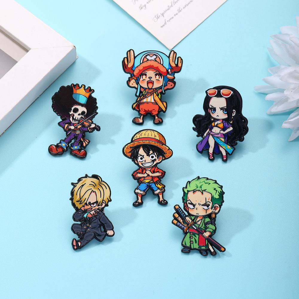 4/6Pcs ONE PIECE Enamel Pins P - Cosplay Anime Zoro incelemesi ve fiyatı