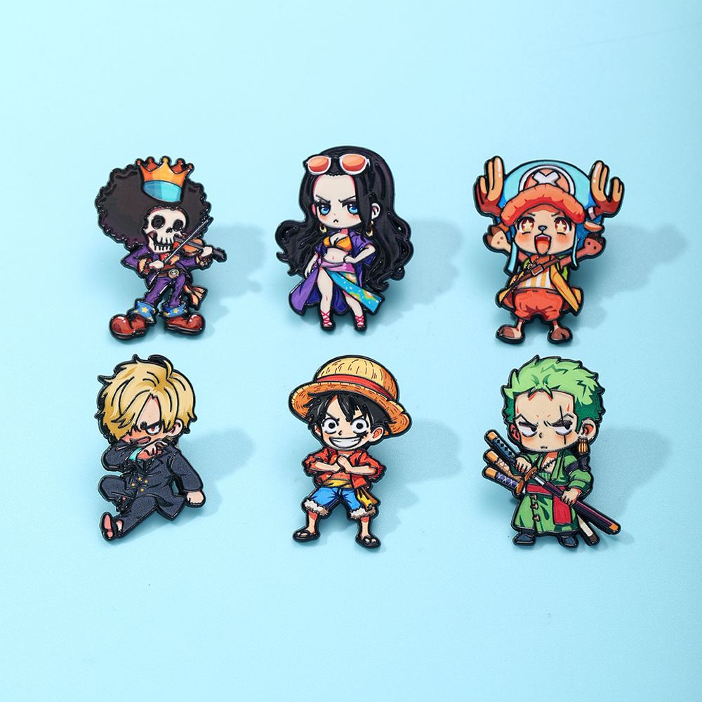 4/6Pcs ONE PIECE Enamel Pins P - Cosplay Anime Zoro incelemesi ve fiyatı