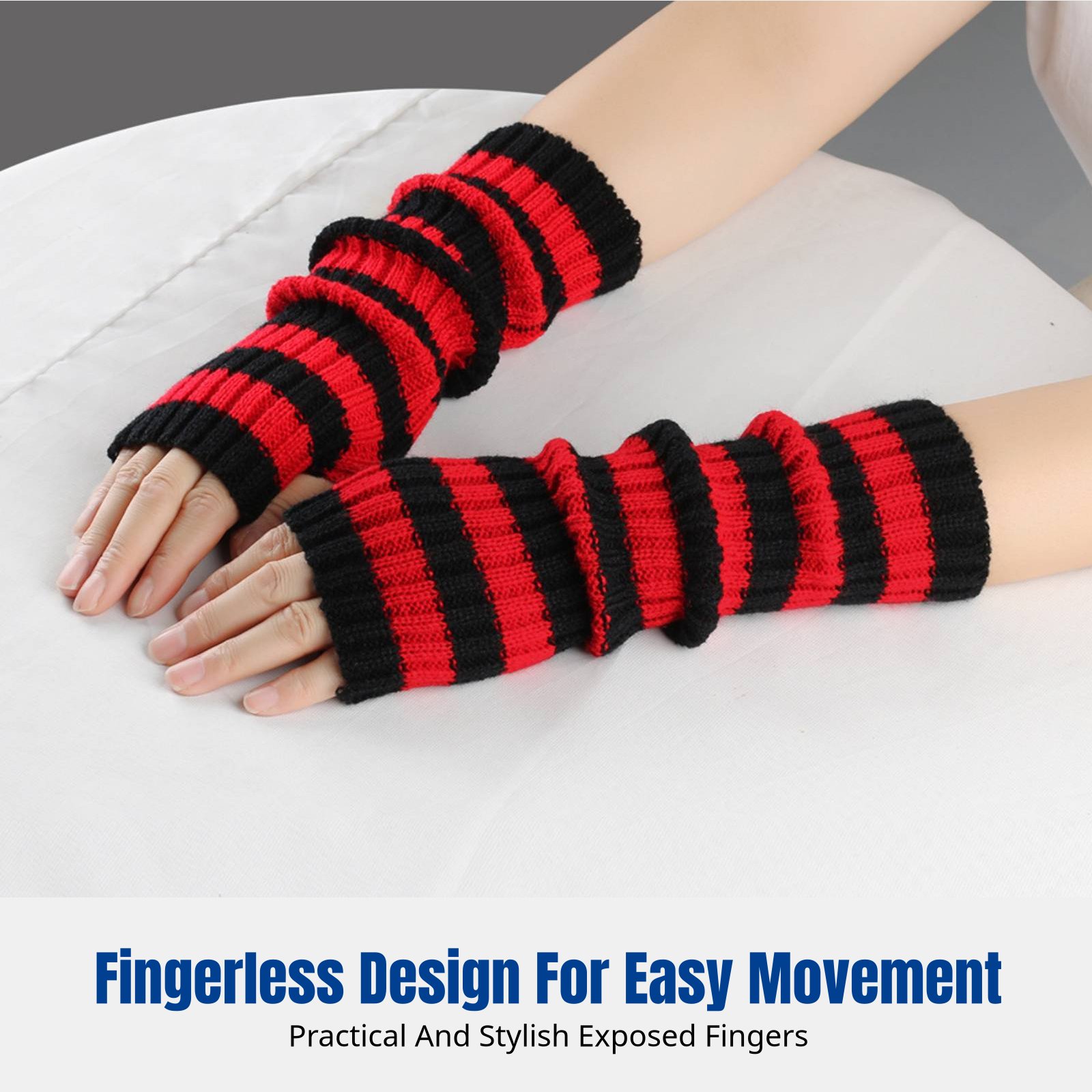 Anime Striped Fingerless Glove - Cosplay Korean Anime incelemesi ve fiyatı