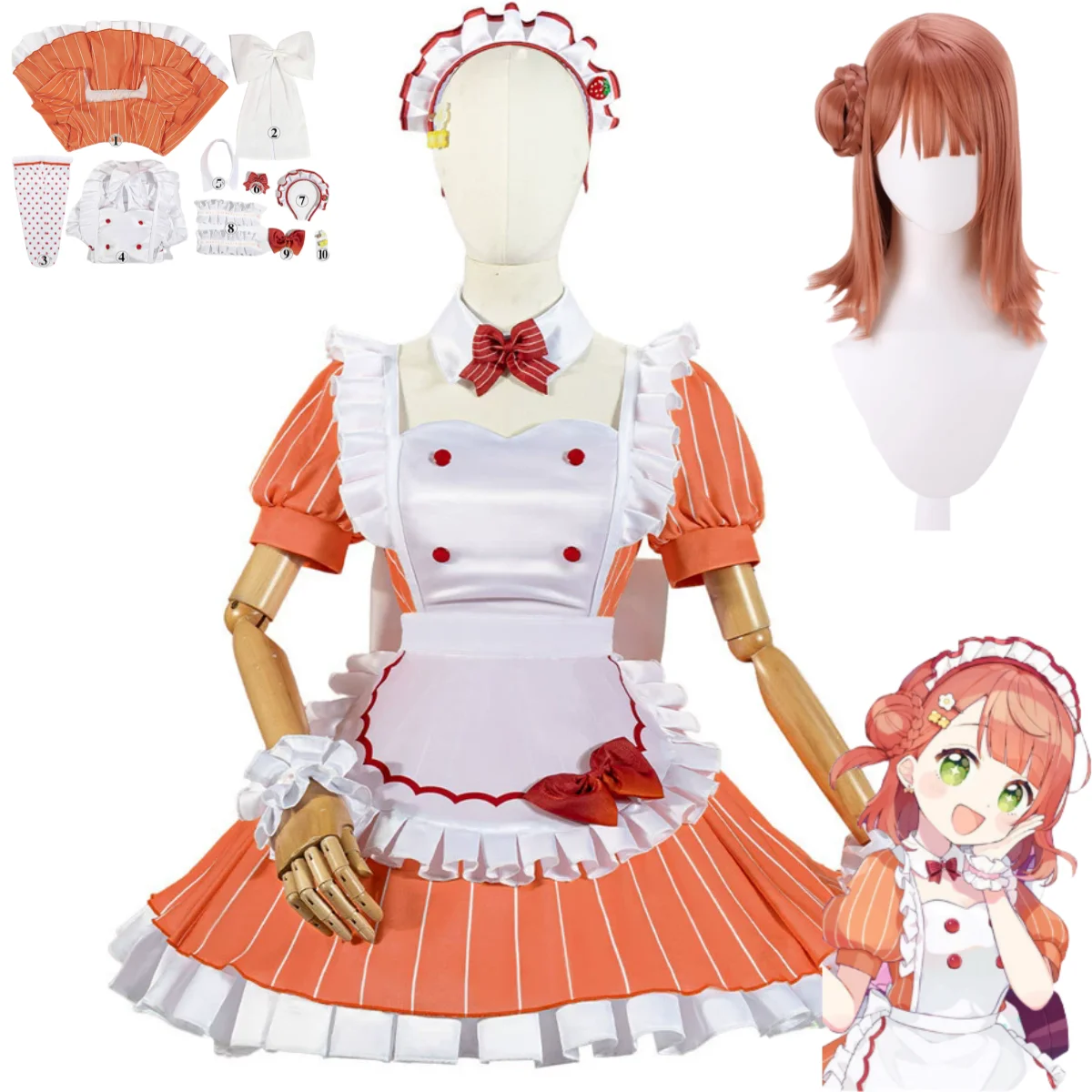 Maid Dress Lolita Skirt Wig Wo - Anime Cosplay Kawaii incelemesi ve fiyatı